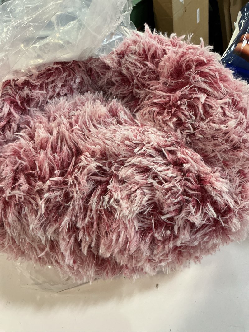 Condition photo showing Good Condition for JOLLYVOGUE Calming Dog Bed Medium Size Dog, Anti-Anxiety Donut Medium Pet Bed, 27 inches Fluffy Faux Fur Round Cat Bed (Smoke Pink) 27.0"L x 27.0"W x 8.0"Th Smoke Pink