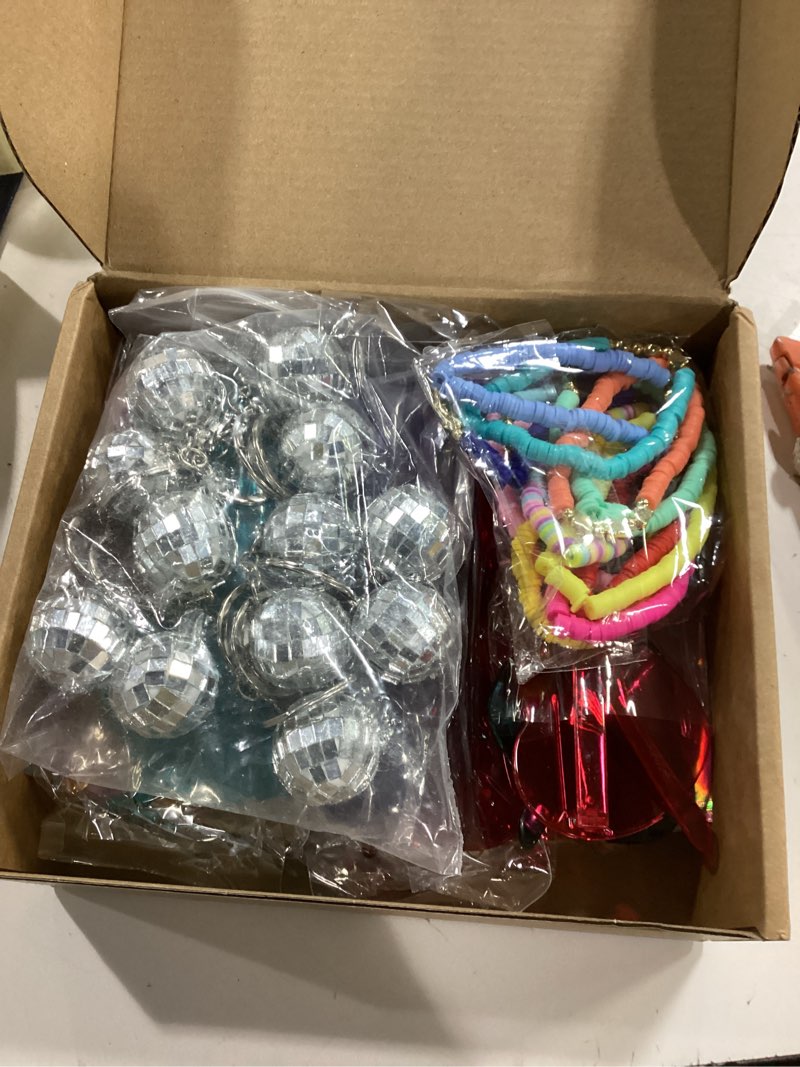 Condition photo showing New/Like New for Geiserailie 48 Pcs Kpop Party Favors Popular Singer Party Favors Friendship Gifts Set, Beaded Bracelets Sunglasses Keychain for Y2k Kpop Fans Multiple Colors