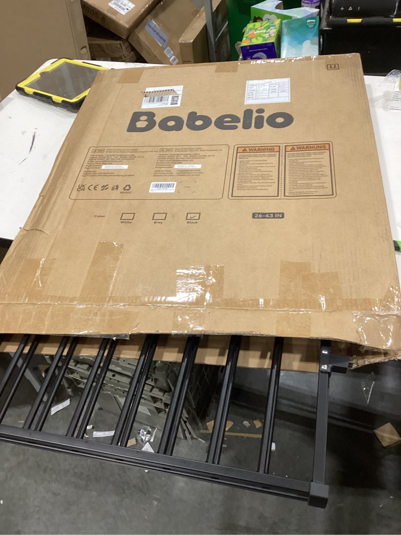 Condition photo showing Good Condition for Babelio Baby Gate for Stairs, Kitchen & Doorways, No Bottom Bar| One-Handed Operation| Auto-Close| Hardware Mount (Drill Needed) Safety Dog/Pet Gate (Black - B17, 26-43" W, 28" H) Black - B17 28" H, 26-43" W-Standard