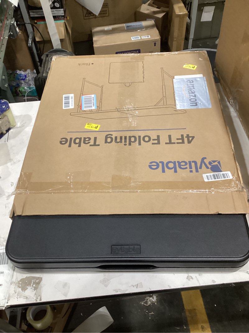 Condition photo showing New/Like New for Folding Table 4 Foot Portable Heavy Duty Plastic Fold-in-Half Utility Table Small Indoor Outdoor Adjustable Height Folding with Carrying Handle, Camping and Party, Black Black 4FT