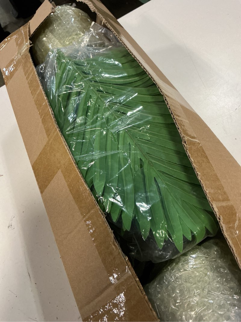 Condition photo showing Good Condition for 4ft 2pcs large artificial plants fake palm tree tropical palm leaves faux palm plants tall tree indoor real touch plastic monstera leaves for home garden outdoor office decor (4ft/125cm-2pcs)