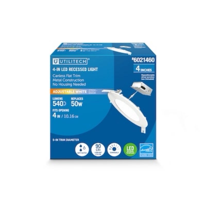 Utilitech White 4-in 540 -Lumens Switchable white Round Dimmable LED