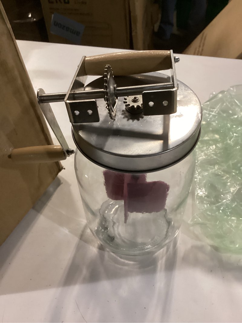 Condition photo showing Good Condition for Butter Churn - Wooden Handle Shakes Stainless Steel Gear Manual Butter Maker, Butter Churner Hand Crank Mason Jar, Baking of Top Gadgets Butter Maker Cream Mixer (51oz)