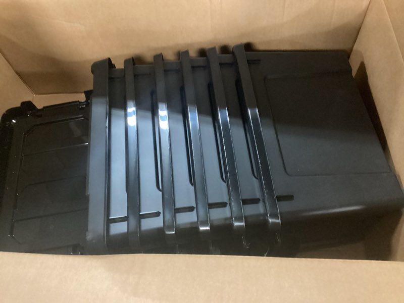 Condition photo showing Good Condition for iris usa 5 gallon lockable storage bins with lids, 6 pack - made in usa, heavy duty, stackable containers, garage organizing bins moving tubs, rugged sturdy equipment utility box - black black 5 gal - 6 pack