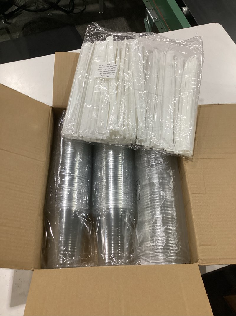 Condition photo showing New/Like New for dealusy 100 pack - 16 oz clear plastic cups with lids and straws, sturdy & food safe iced coffee cups with lids, disposable plastic smoothie cups for cold drinks 16 oz 100.0