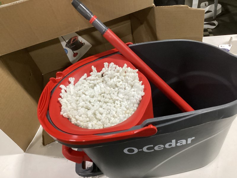 Condition photo showing As Is for O-Cedar EasyWring Microfiber Spin Mop, Bucket Floor Cleaning System, Red, Gray, Standard
