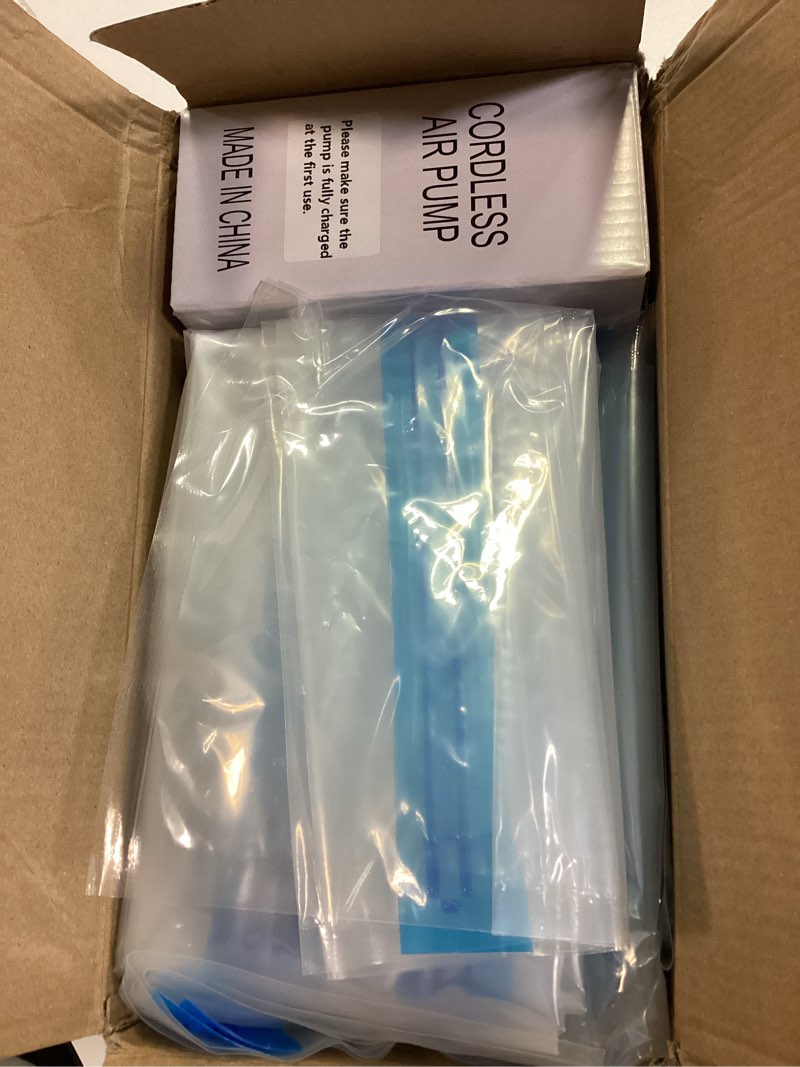 Condition photo showing Good Condition for Cozy Essential 12 Pack Travel Vacuum Storage Bags with Rechargeable Wireless Electric Pump for Luggage, Suitcase, Carry-on Size Vacuum Seal Compression Space Saver Bags for Clothes and Clothing Travel 12 Pack-E