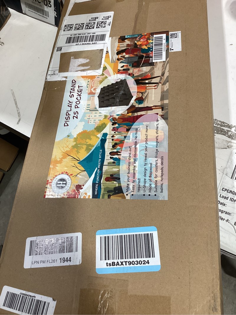 Condition photo showing Good Condition for sticker display stand with curved pockets for big 4'' stickers- brochure holder with customizable space - on the go display stands for vendor events - ideal for small business vendors (brown, large) brown large