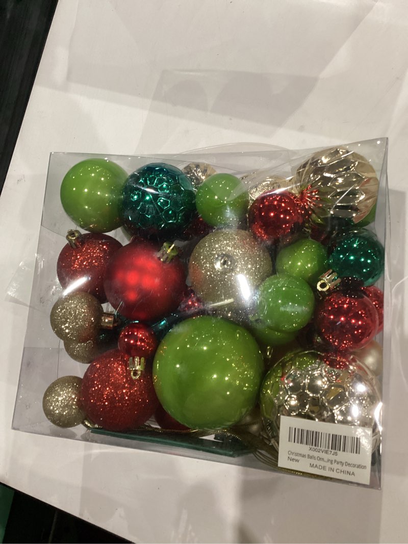 Condition photo showing New/Like New for Christmas Balls Ornaments, 50 Pcs Shatterproof Christmas Ornaments Set Hanging Ball Set for Xmas Tree Gift Decor for Holiday Wedding Party Decoration