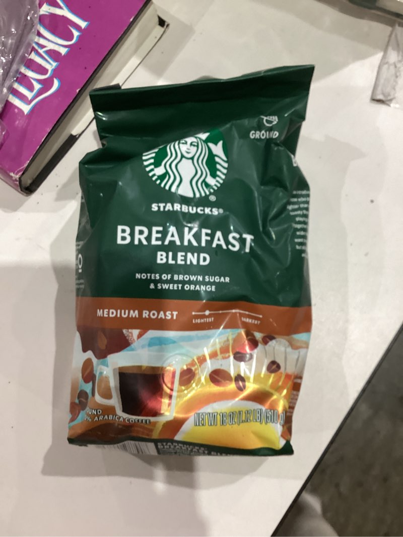 Condition photo showing New/Like New for Starbucks Ground Coffee, Medium Roast Coffee, Breakfast Blend, 100% Arabica, 1 bag (18 oz) Breakfast 18 Ounce (Pack of 1)