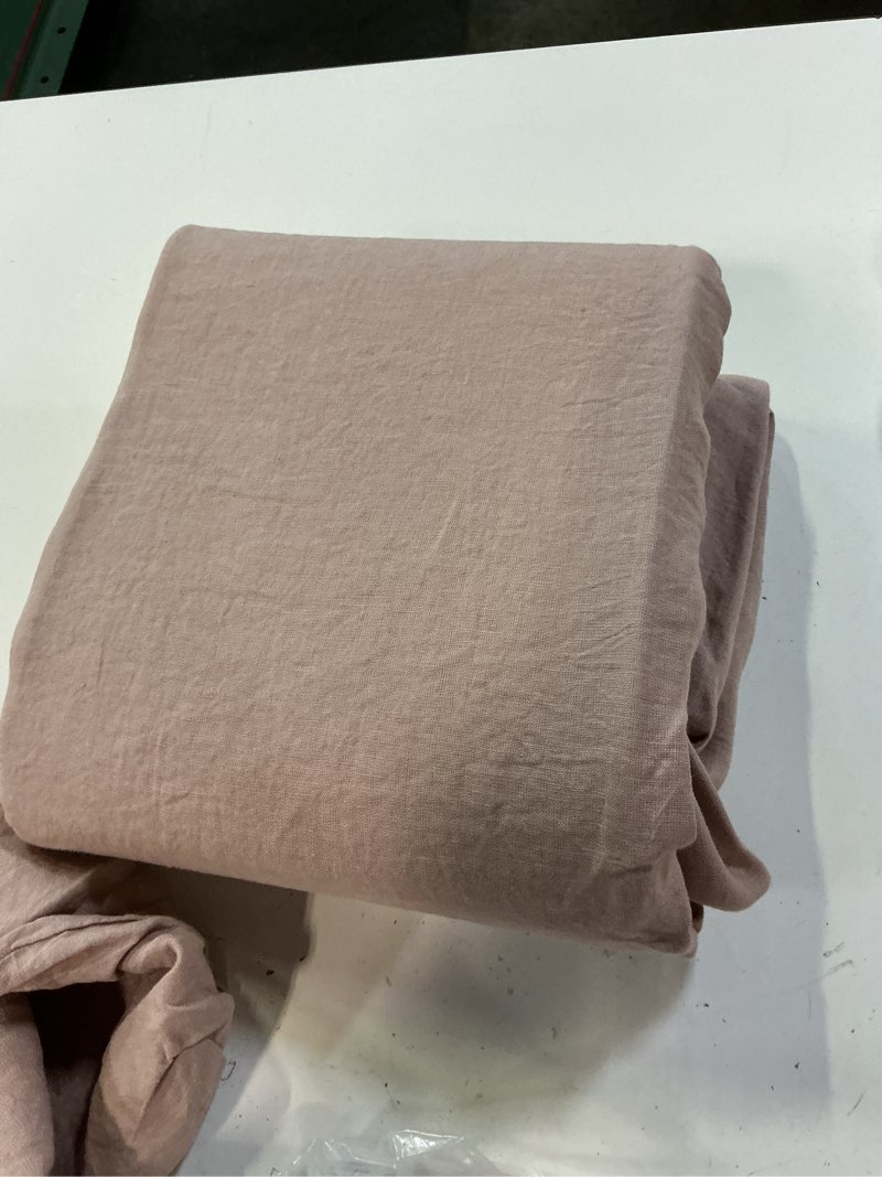 Condition photo showing Good Condition for quince european linen fitted sheet set dusty  mauve  twin