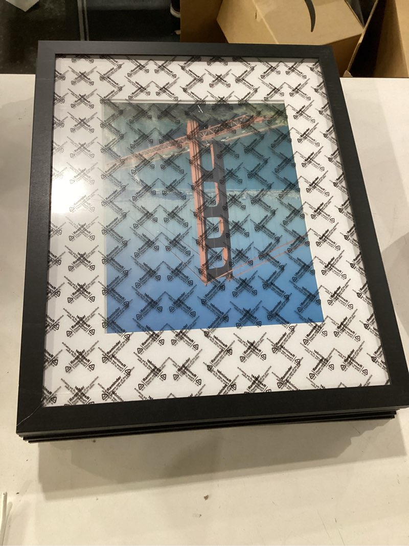 Condition photo showing As Is for *similar to stock* pealsn soild wood 8x10 picture frame set of 6, wall gallery photo frames for wall mounting or tabletop display, black black 8x10