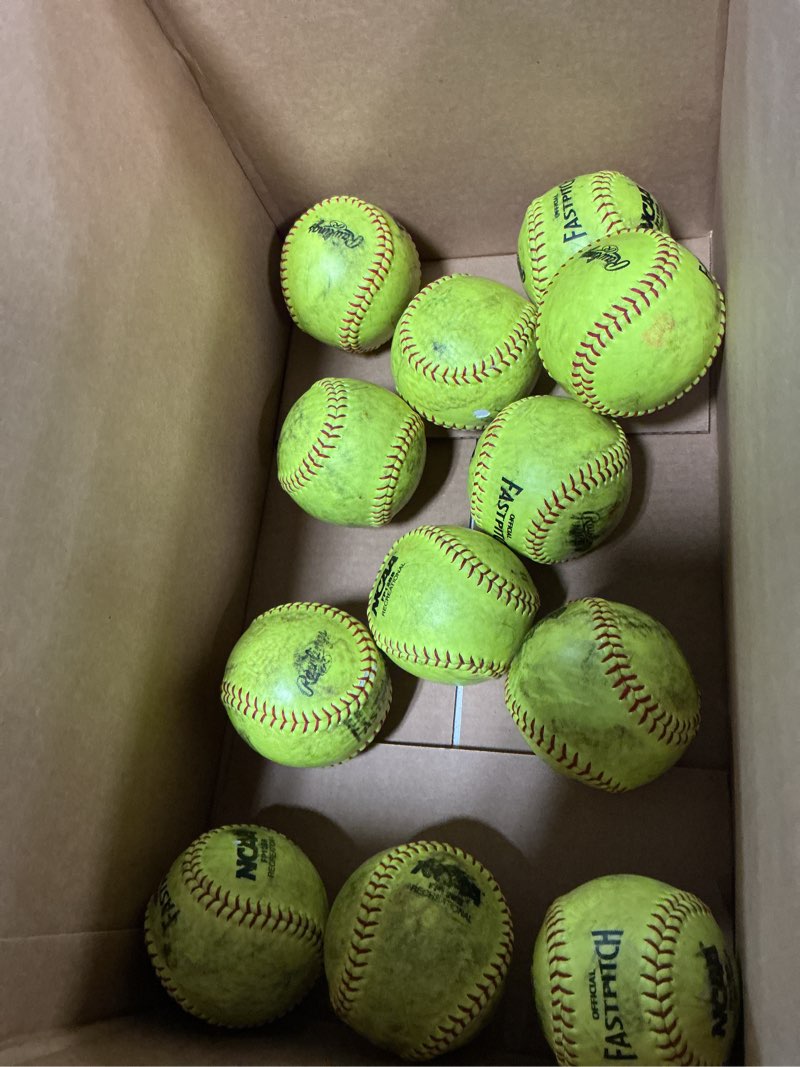 Condition photo showing As Is for Rawlings | NCAA Recreational Fastpitch Softballs | 11" & 12" Options | 6 & 12 Count Options 12" 12 Count