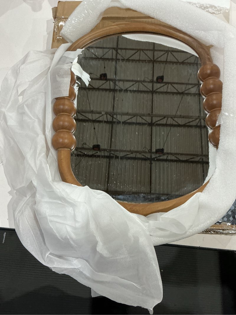 Condition photo showing Good Condition for entryway small mirrors for wall, 16 x 12 inch wood bathroom mirror with wooden frame and high-definition glass, boho wall mirror decorative for bathroom, entryway, living room, bedroom walnut-12" x 16"