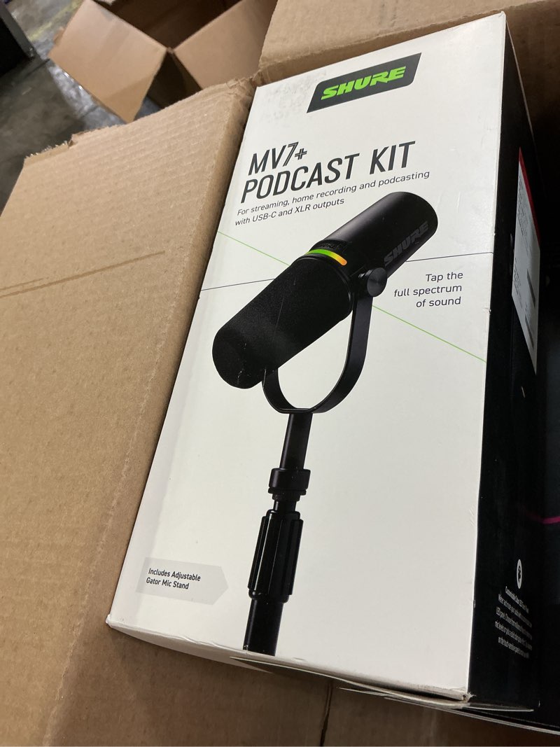 Condition photo showing Good Condition for shure mv7+ podcast dynamic microphone with stand – obs certified, enhanced audio, led panel, usb-c & xlr outputs, auto level mode, digital pop filter – for podcasting, streaming, and recording, black