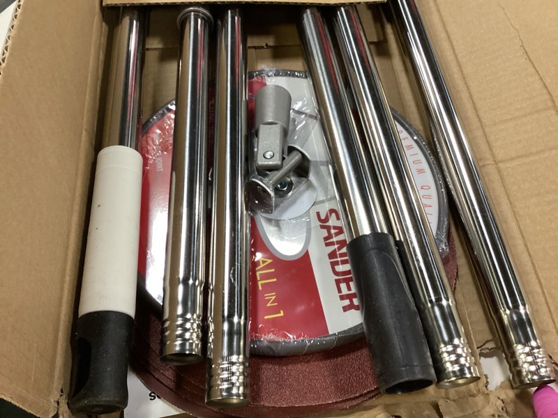Condition photo showing Good Condition for Pole Sander for Drywall, 85 inch Drywall Sander With Extension Pole, Manual Hand Drywall Sander with Extension Pole for Painting Projects? 360 Circular Radial Sander + 5pcs Wall Sanding Discs