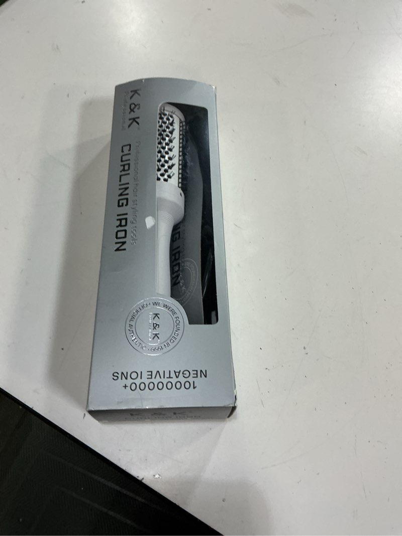 Condition photo showing Good Condition for k&k thermal brush, white 1.77 inch heated round brush, professional heated curling ceramic tourmaline ionic curling iron, hot styling volumizing comb, dual voltage