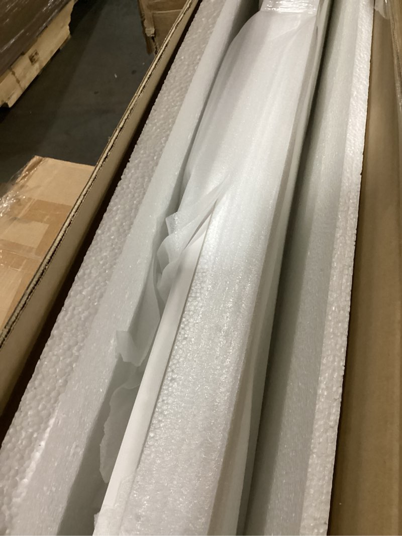 Condition photo showing As Is for (Incomplete,box 2/2)Benzara Dex Twin Size Bed with LED Framed Headboard- White Wood Finish- Gold Legs
