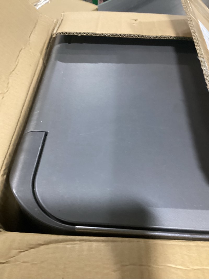 Condition photo showing As Is for iTouchless 50 Liter / 13 Gallon Wings-Open Lid Sensor Kitchen Trash Can with Odor Filter – Dog-Proof Slim Automatic Stainless Steel Garbage Recycling Bin for Home, Office, Bedroom, Business or Garage 13 Gallon Wings Open