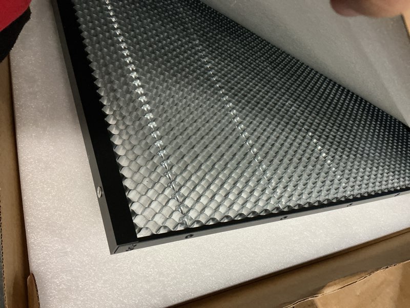 Condition photo showing As Is for Honeycomb Laser Bed Accessory for WeCreat Vision Laser Engraver and Cutter Machine, 17.79" x 13.15" x 0.67" Aluminum Panel, Best for Tiny Projects, for Heat Dissipation and Cleaner Cutting Honeycomb for Vision