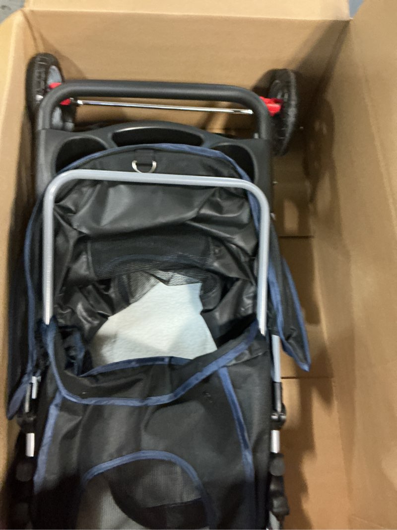 Condition photo showing Good Condition for bestpet | 3-wheel pet stroller | dog and cat stroller | breathable mesh | lightweight travel carrier | waterproof & foldable design | storage basket | black | for daily walks & outdoor use