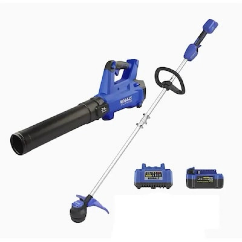 kobalt 24-volt cordless battery string trimmer and leaf blower and combo kit 4 ah (battery included) (charger included)