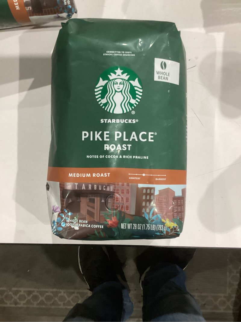 Condition photo showing New/Like New for Starbucks Whole Bean Coffee, Medium Roast Coffee, Pike Place Roast, 100% Arabica, 1 bag (28 oz) Pike Place 28 Ounce (Pack of 1)