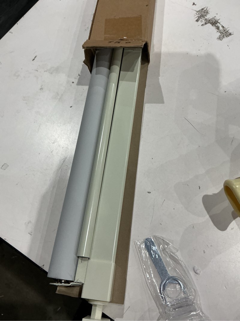 Condition photo showing As Is for lazblinds no drill blinds for indoor windows, blackout roller shades, cordless window blackout blinds, thermal insulated fabric uv protection for home and office, 30" w x 48" h, beige blackout - beige 30" w x 48" h