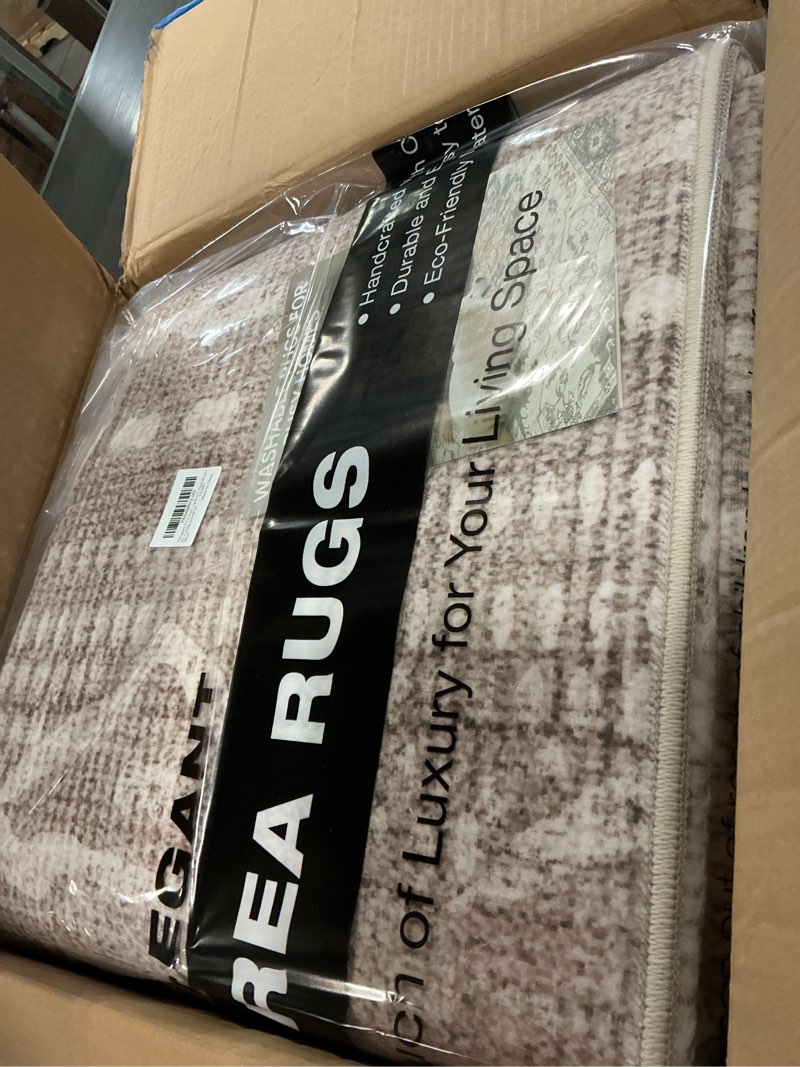 Condition photo showing Good Condition for 10x14 area rugs living room rug: washable large soft boho modern neutral stain resistant indoor floor carpet low pile accent rugs for bedroom under ded classroom nursery dorm dining room- dark brown dark brown 10' x 14'