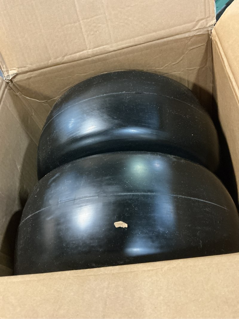 Condition photo showing Good Condition for 2 pcs 13×6.50-6 flat free lawn mower tires and wheel, solid smooth tread tire, 13x6.50-6 zero turn mower front tires for commercial garden lawn, with 3/4" & 5/8" bearings, 4"- 8.2" centered hub 13x6.50-6 (flat free,centered hub) black