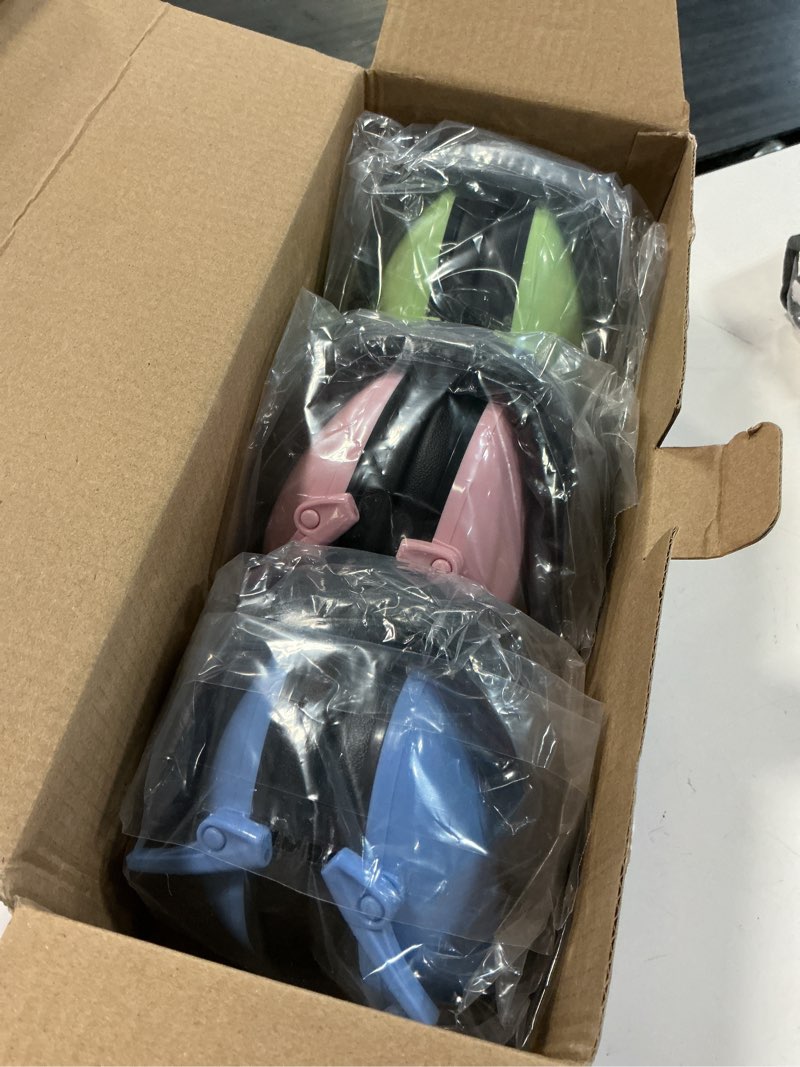 Condition photo showing Good Condition for melonart noise cancelling headphones for kid adult, 3pcs kids ear hearing protection 27db noise reduction earmuffs for autism sensory toddler soundproof headphones for shooting/monster truck/concert blue & pink & green