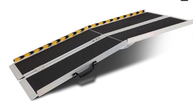 fahkns portable wheelchair ramp 6ft, aluminum folding wheelchair ramp, non-slip handicap ramps for home outside steps, threshold wheel chair ramps for doorways, porch, cart, stairs, curbs, scooter