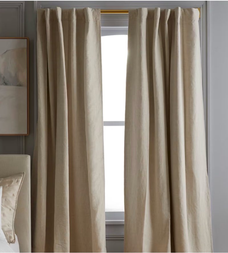 quince european linen blackout curtain 48”x96” flax