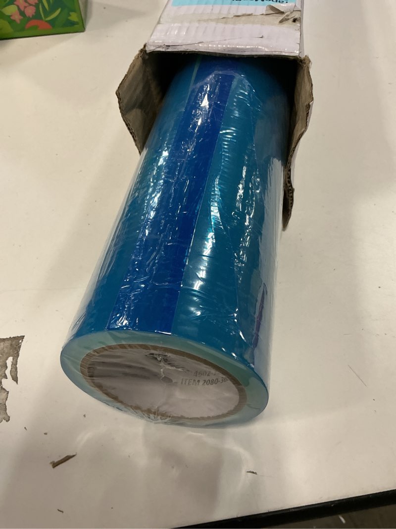 Condition photo showing New/Like New for TapeManBlue Carpet Protection Film 24" x 200' roll, Self Adhesive Plastic Carpet Protector Film with Clean Removal & Easy Unwind, Durable Protection Tape to Shield Your Surface from Dirt and Spills