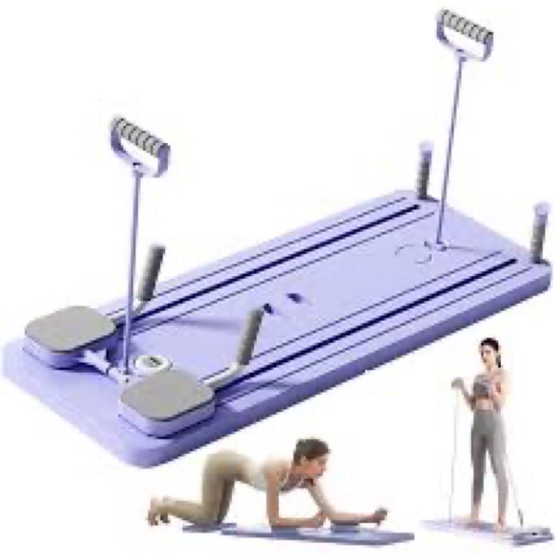 FUNWICT Pilates Board with Resistance Bands Detachable Portable Pilates Reformer Set Full Body Pilat