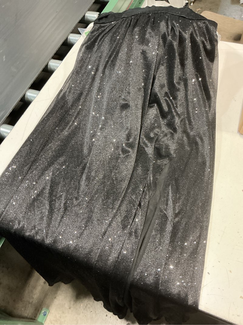 Condition photo showing Good Condition for women's formal evening gowns dresses long glitter one shoulder elegant a line split wedding guest ball dress black medium