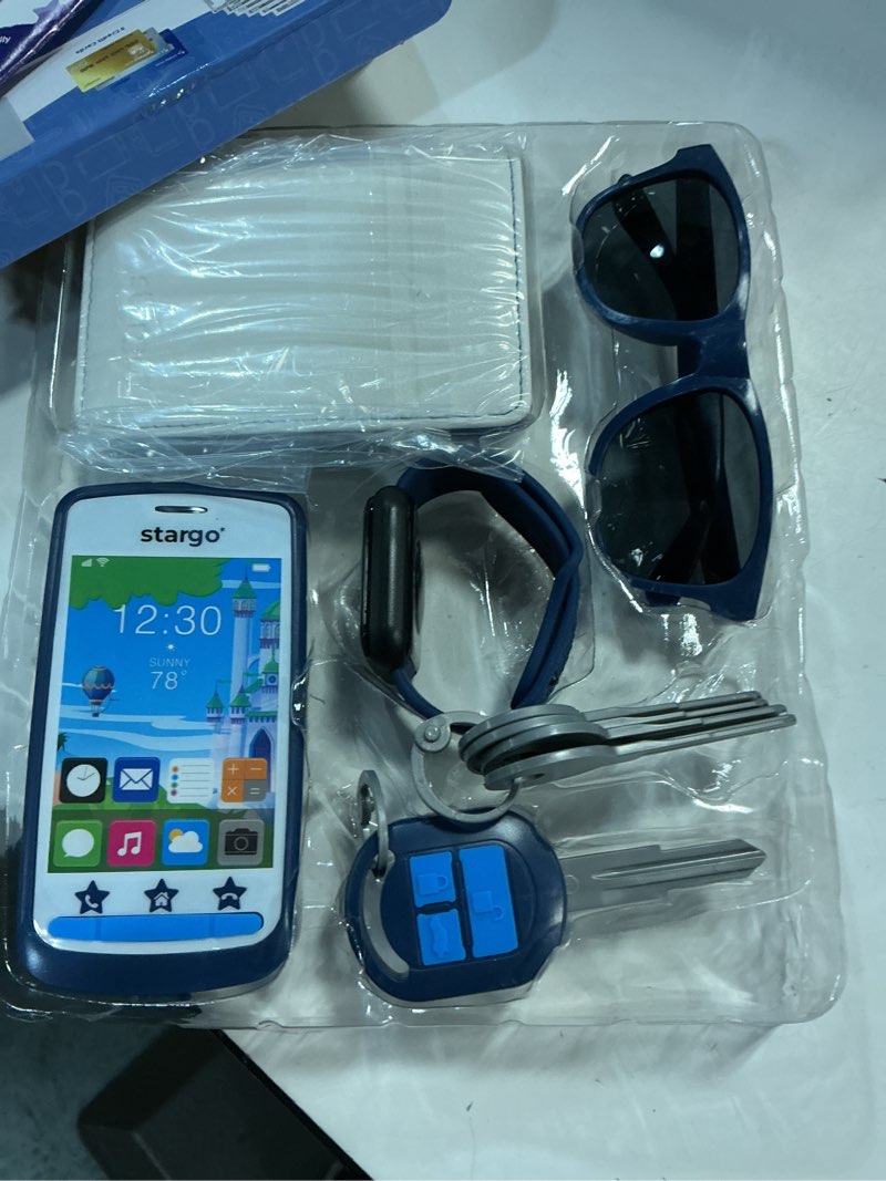 Condition photo showing Good Condition for play wallet for boys with money and pretend play toys, cellphone, smartwatch, keys, sunglasses, toddler wallet for kids ages 3 4 5 6 7 8 9 10 11 12 - grown up pretend play set for kids