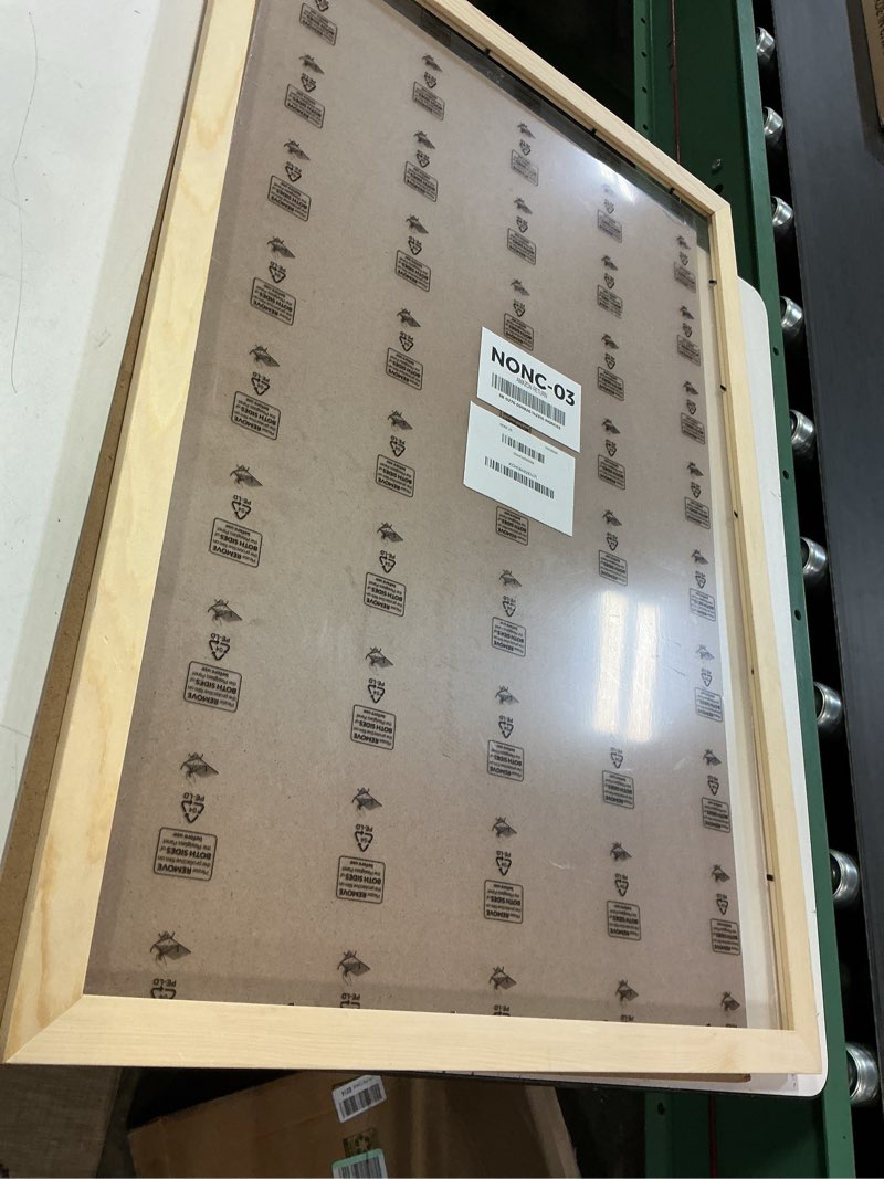 Condition photo showing As Is for countryarthouse 22x32 frame natural wood picture frame | 0.75 inch moulding width | with uv acrylic plexiglass, foam board backing & hanging hardware included
