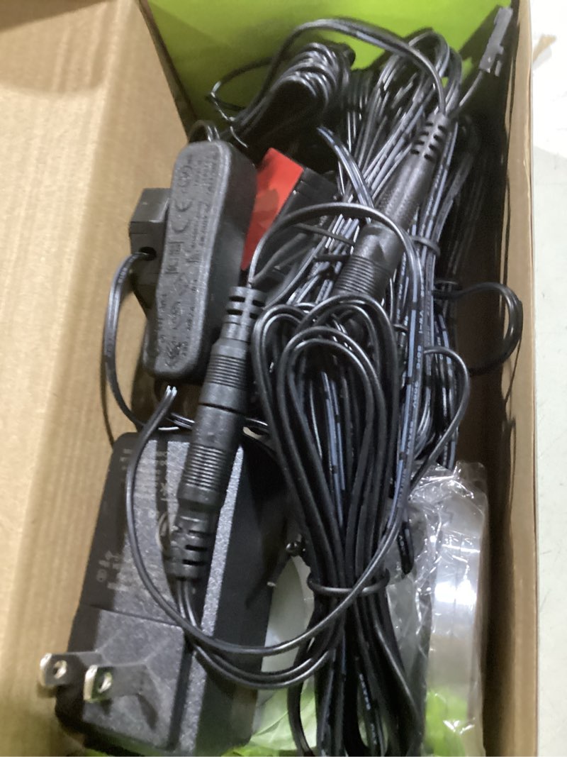 Condition photo showing New/Like New for AIBOO 12V LED Under Cabinet Lights Kit 6 Pack Black Cord Aluminum Puck Lamps for Kitchen Counter Closet Lighting with Manual on/Off Switch 12W 6 Lights (2700K Warm White)