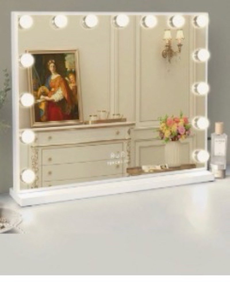FENCHILIN Vanity Mirror With Lights 22.8"X 18.1" Makeup Mirror With Lights And 15 Dimmable Bulbs,3 Colors