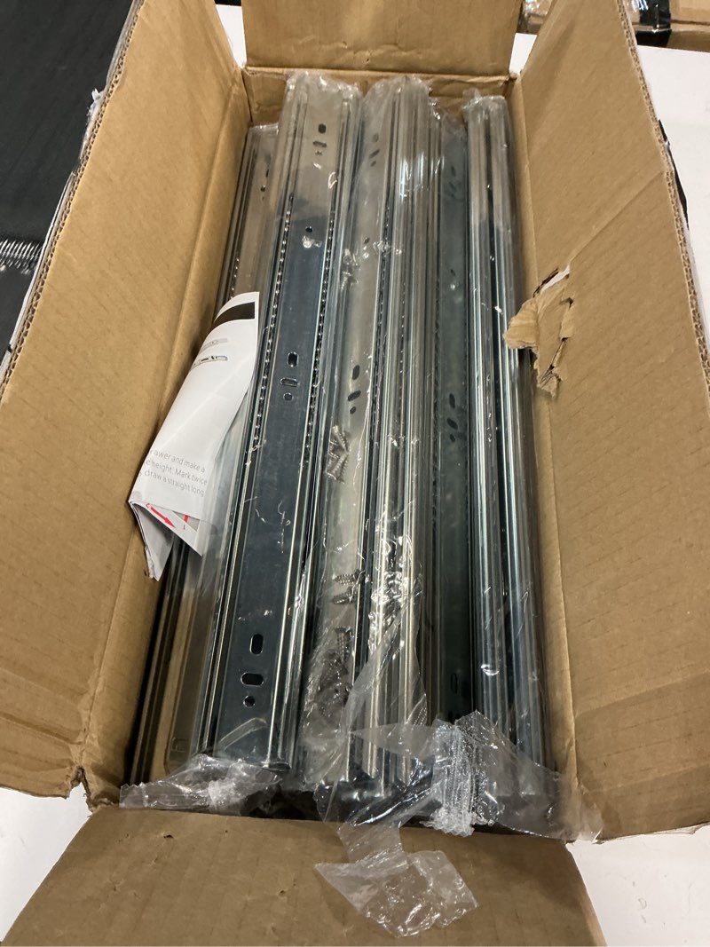 Condition photo showing New/Like New for 10 Pairs of 18 Inch Hardware 3-Section Full Extension Ball Bearing Side Mount Drawer Slides,100 LB Capacity Drawer Slide 18 Inch Zinc Plated
