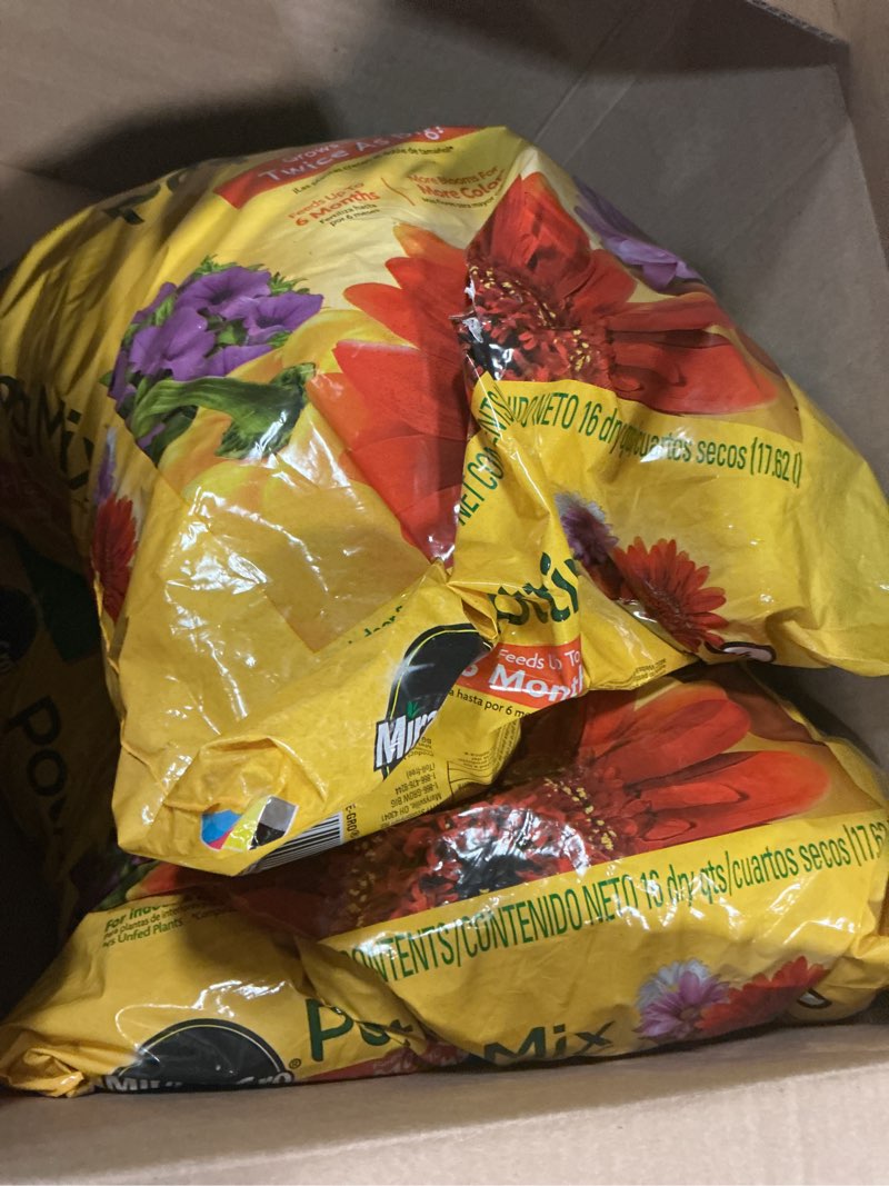 Condition photo showing Good Condition for ((2 bags ))miracle-gro potting mix  for container plants  flowers  shrubs  16 qt.