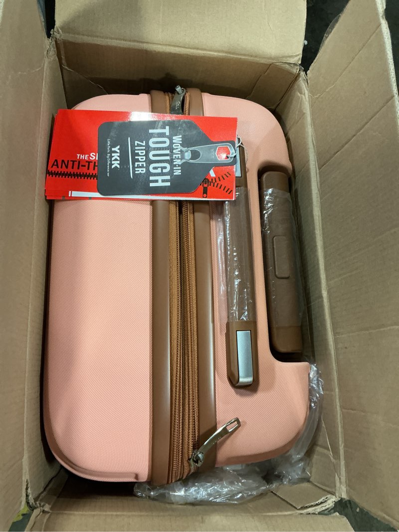 Condition photo showing Good Condition for Joyway Carry On Luggage 20 Inch Expandable Suitcase with Spinner Wheel, 4 Piece Hard Shell Luggage Set with TSA Lock(Pink brown) Pink brown 4 Piece Set (13/20 Inch)