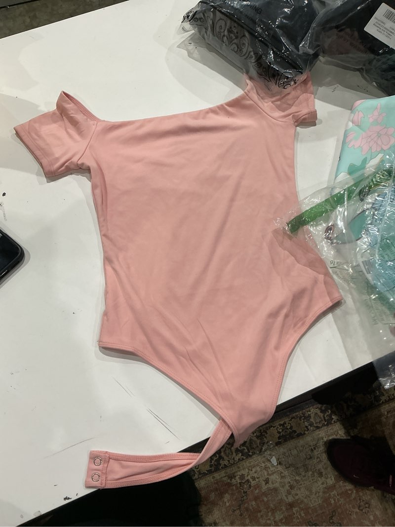 Condition photo showing Good Condition for item similar )))mayfasey women's sexy off shoulder short sleeve bodycon bodysuit leotard jumpsuit tops