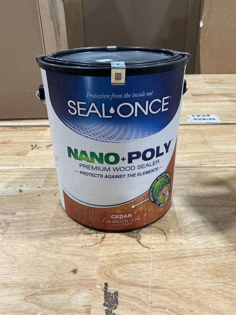 Condition photo showing New/Like New for seal-once nano+poly wood sealer and waterproofer, cedar, 1 gallon | with polyurethane, premium waterproof sealant 2in box