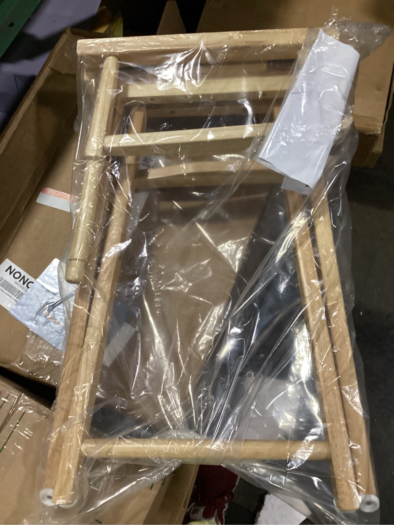 Condition photo showing New/Like New for casual home 18-inch  directors ' , chair, natural frame. includes pink replacement canvas