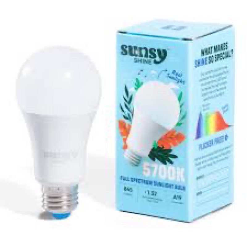 sunsy Shine - The Full-Spectrum Truly Flicker-Free Sunlight Bulb for Humans - Boosts Energy, Mood, a