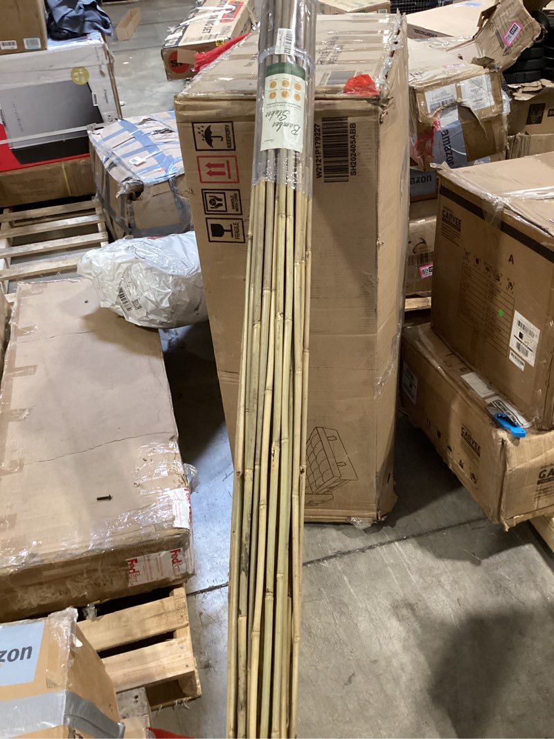 Condition photo showing Good Condition for cambaverd bamboo stakes 6 feet, 50 pack garden stakes, natural plant stake for tomatoes and climbing plant support, sturdy bamboo poles 50 72 inch