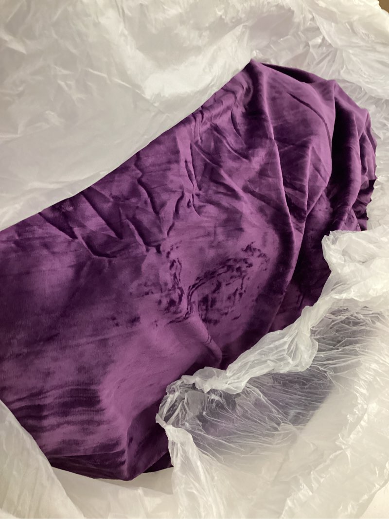 Condition photo showing As Is for Fredsure Distressed Velvet Comforter Set, 5 Pieces Dark Purple King, Distressed Velvet Face and Brushed Microfiber Reverse King Dark Purple