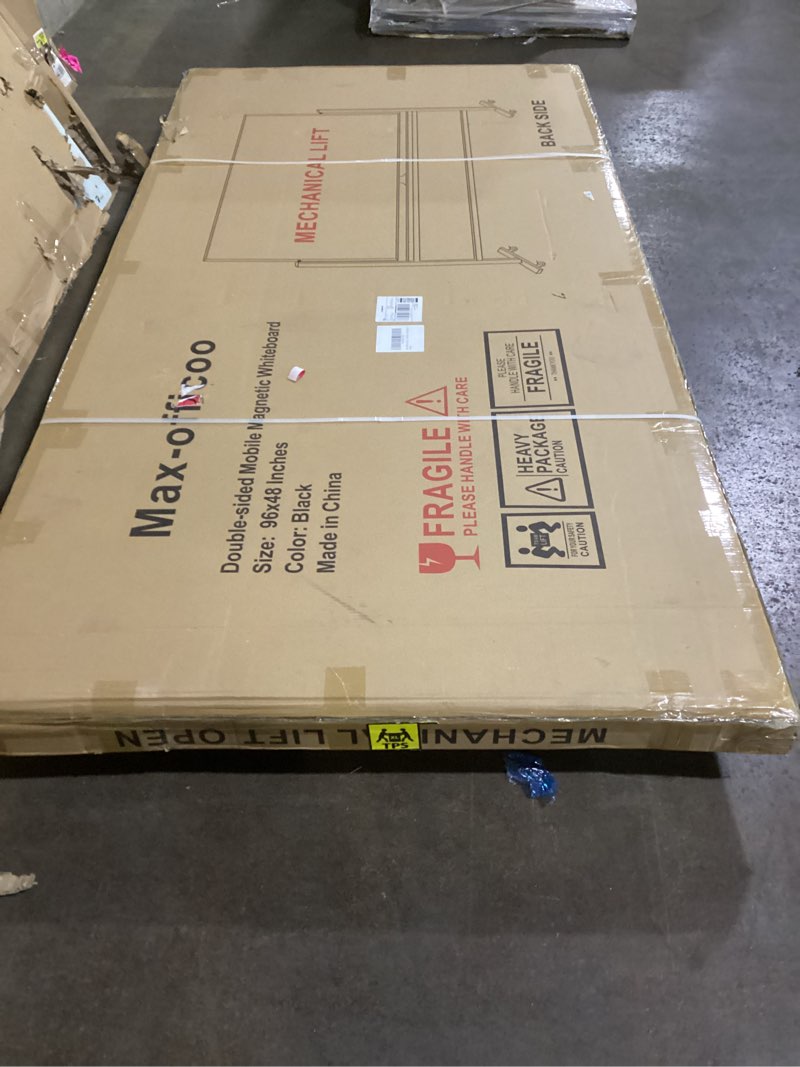 Condition photo showing New/Like New for 4'x8' Large Dry Erase White Board with Rolling Stand 96"x48" Double-Sided Mobile Magnetic Whiteboard on Wheels, Including 3 Magnetic Erasers, 7 Markers, 30 Magnets Black 96"W x 48"H